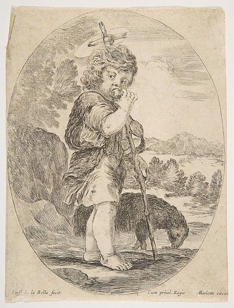 Saint John the Baptist Biting a Piece of Fruit — Stefano Della Bella