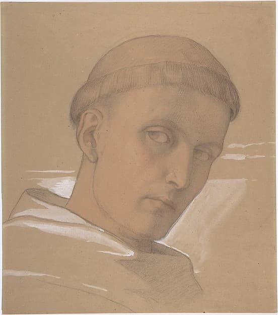 Study of the Head of St. Augustine, for the painting of the Madonna and Child with Saint Augustine and Bonifacius (1846) — Edward Jakob von Steinle