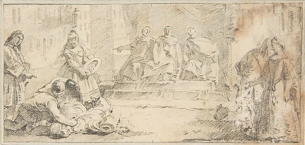 Illustration for a Book:  Booty Presented to Three Dignitaries — Giovanni Battista Tiepolo