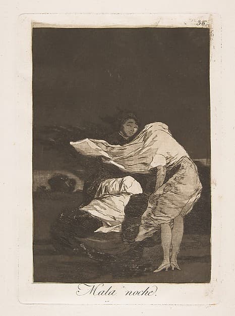 Plate 36 from "Los Caprichos": A bad night (Mala noche) — Francisco Goya