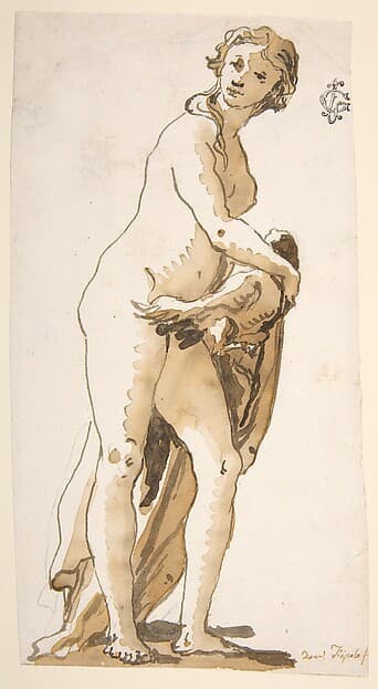 Study of a Garden Sculpture: Leda? — Giovanni Domenico Tiepolo