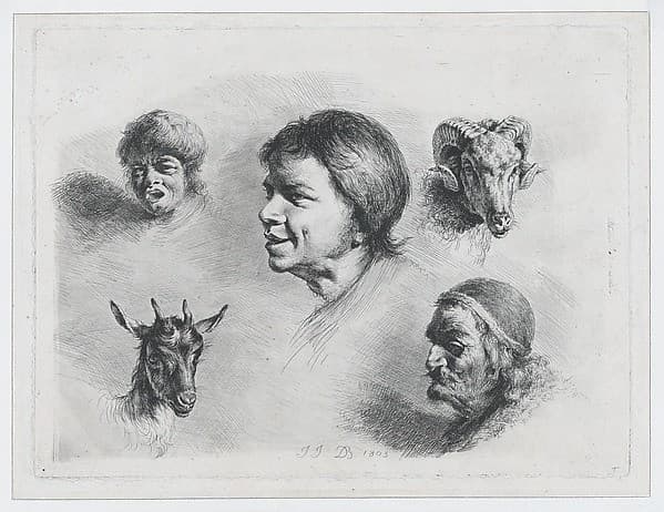 Study of Five Heads — Jean-Jacques de Boissieu