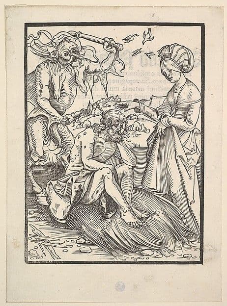 Job Tempted by a Demon; verso text from the Speculum Patientiae — Hans Baldung