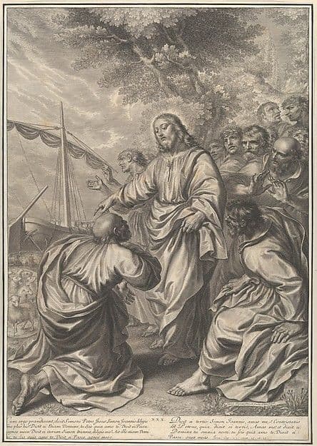 Christ Giving Custody of His Herds to St. Peter, from The Passion of Christ, plate 30 — Grégoire Huret