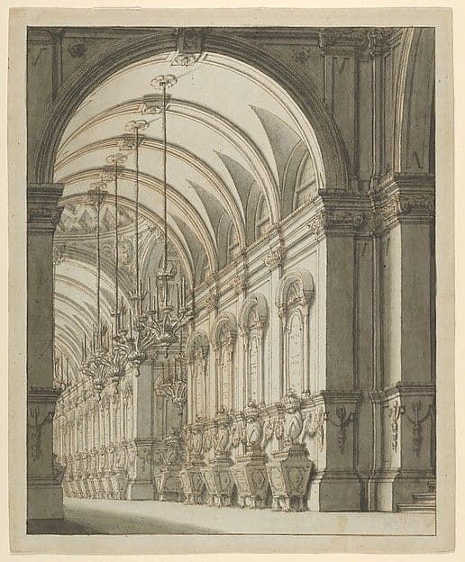 Vaulted Hall with Candelabra — Ferdinando Galli Bibiena