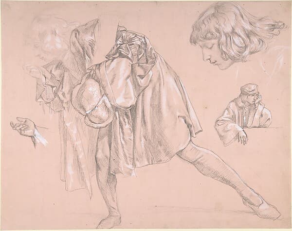 Study of a young man bending forward to kiss a hand, for the painting "The Departure of the Prodigal Son" — James Tissot