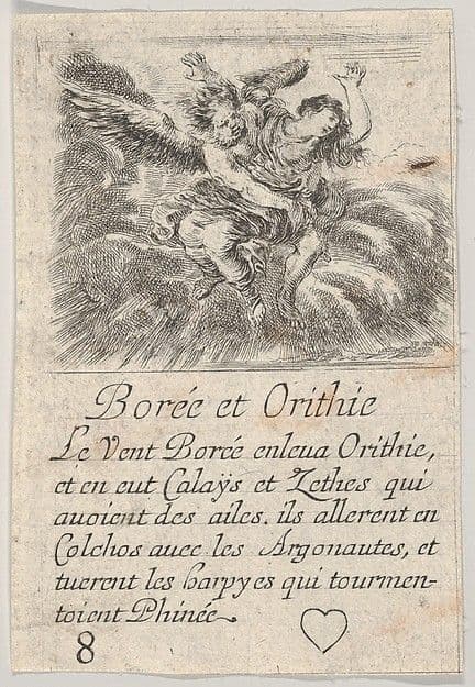 Boreas and Orithyia, from 'Game of Mythology' (Jeu de la Mythologie) — Stefano Della Bella