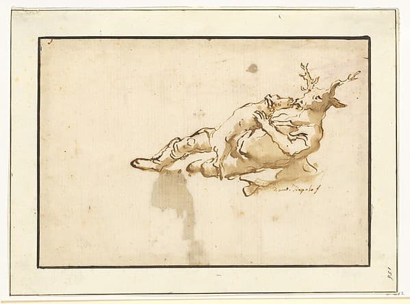 Actaeon, Changed into a Stag, Attacked by One of His Own Hounds — Giovanni Domenico Tiepolo