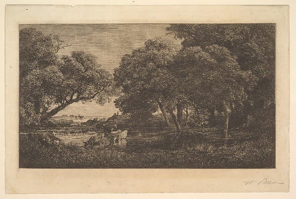 Stags in Woods — Charles-François Daubigny
