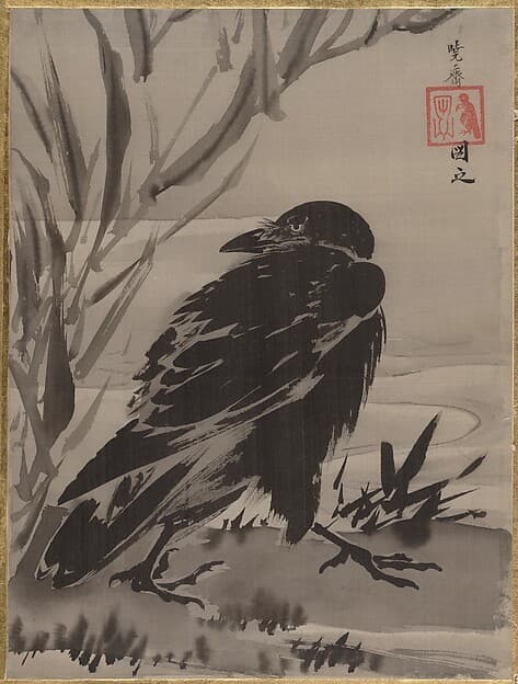 Crow and Reeds by a Stream — Kawanabe Kyōsai