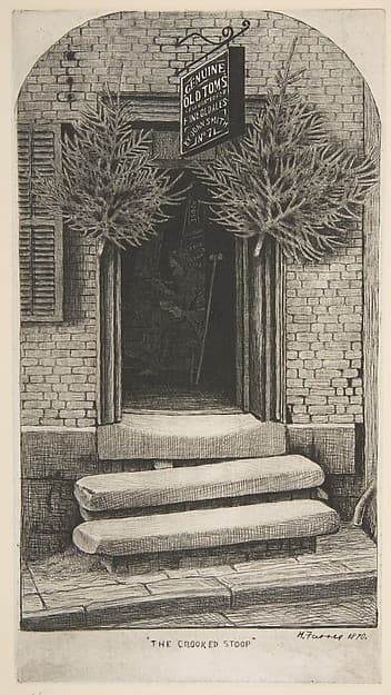 The Crooked Stoop (Old Tom's Chop House) (from Scenes of Old New York) — Henry Farrer