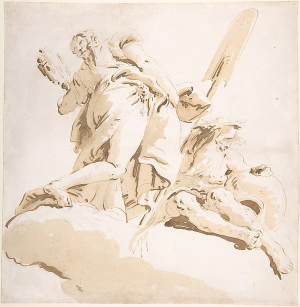 Standing Figure of Prudence and a Seated River God — Giovanni Battista Tiepolo