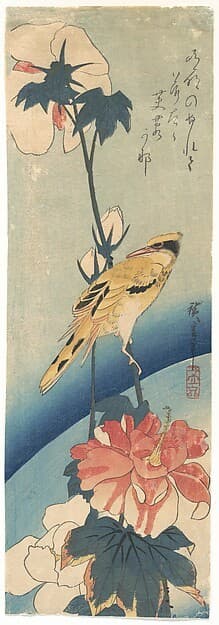 Crested Yellow Bird and Hibiscus — Andō Hiroshige