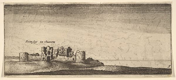 Pevensey Castle, from "English Views" — Wenceslaus Hollar