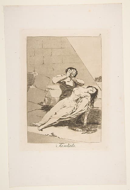 Plate 9 from "Los Caprichos": Tantalus (Tantalo) — Francisco Goya