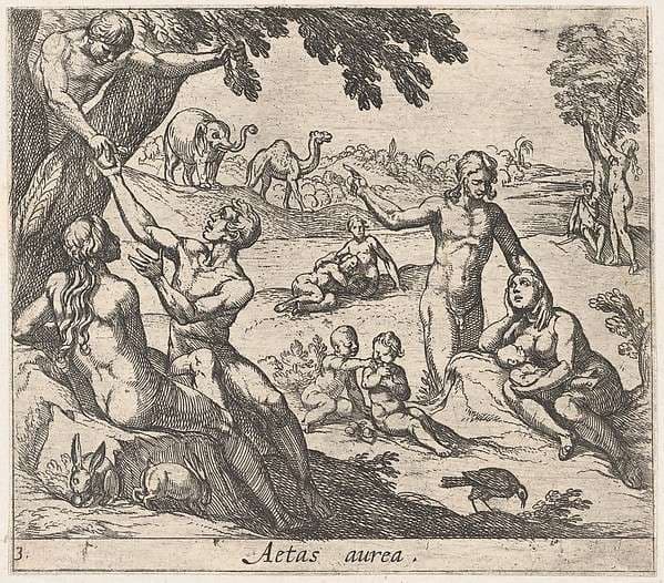 Plate 3: The Age of Gold (Aetas aurea), from Ovid's 'Metamorphoses' — Antonio Tempesta