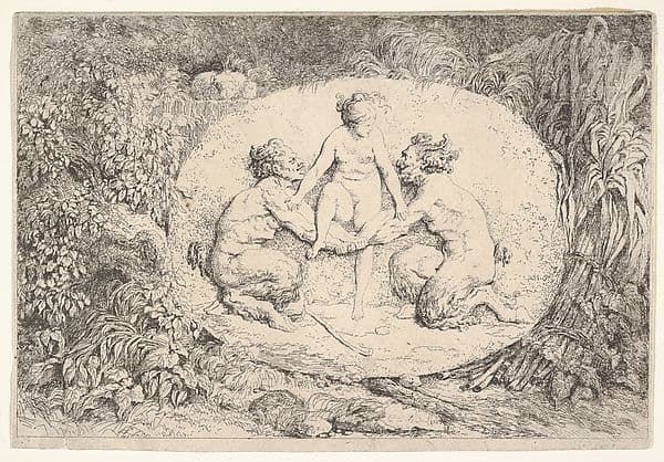 Nymph Supported by Two Satyrs — Jean-Honoré Fragonard