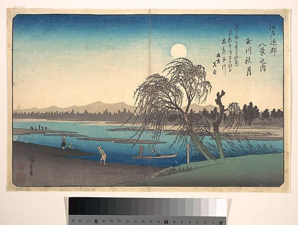 江戸近郊八景之内　玉川秋月|Autumn Moon on the Tama River — Andō Hiroshige