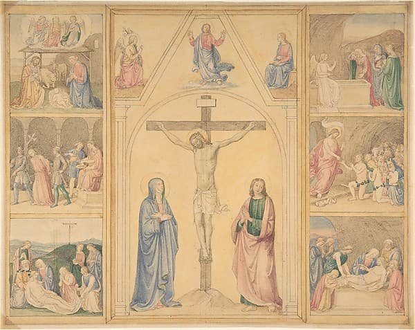 Christ on the Cross with Six Scenes from the Life of Christ — Edward Jakob von Steinle