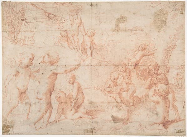 Putti and a Young Satyr at Play — Giovanni Lanfranco