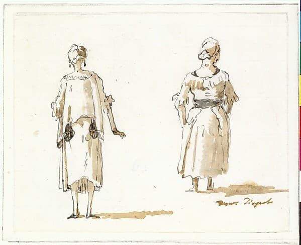 Caricature of Two Women Seen From Behind — Giovanni Domenico Tiepolo
