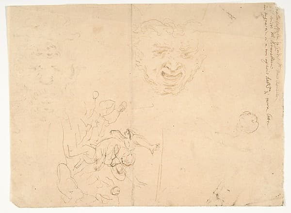 Head of a Satyr and Other Figure Studies — Stefano Della Bella