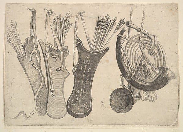 Quivers and hunting horns — Wenceslaus Hollar