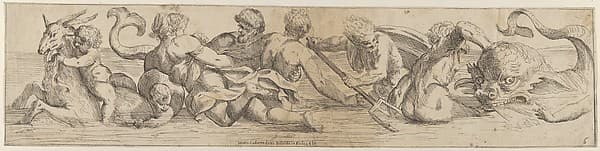 Plate 6: marine gods and other cavorting figures — Giulio Carpioni