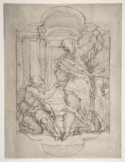 Saint Peter and Saint John Healing a Cripple at the Gate of the Temple — Perino del Vaga