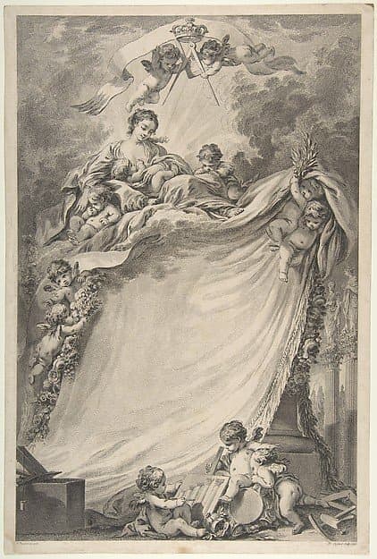Diploma of the Freemasons of Bordeaux, after François Boucher — Pierre-Philippe Choffard