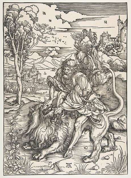 Samson Rending the Lion — Albrecht Dürer