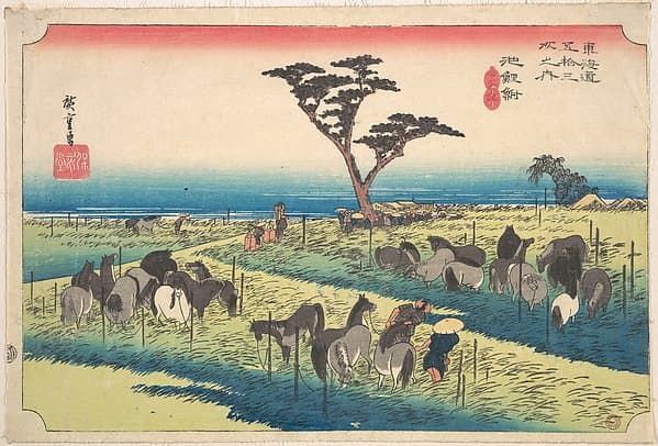 東海道五十三次之内　池鯉鮒　首夏馬市|Chiryu, Shuka Uma Ichi — Andō Hiroshige