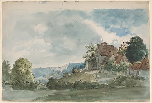 Cottages in an extensive landscape — William Henry Hunt