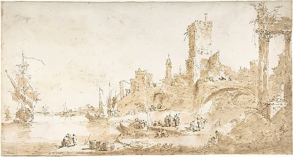 Capriccio with a Seaport and Classical Ruins — Francesco Guardi