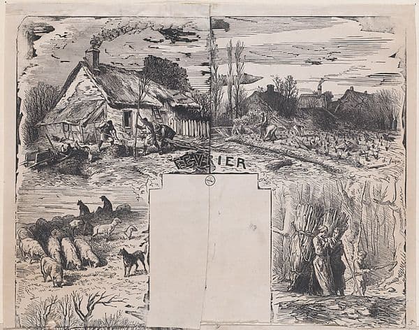 February, from "Album of Rustic Subjects" — Charles Émile Jacque