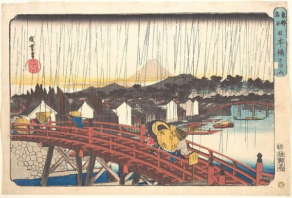東都名所　日本橋の白雨|Sunshower at Nihonbashi — Andō Hiroshige