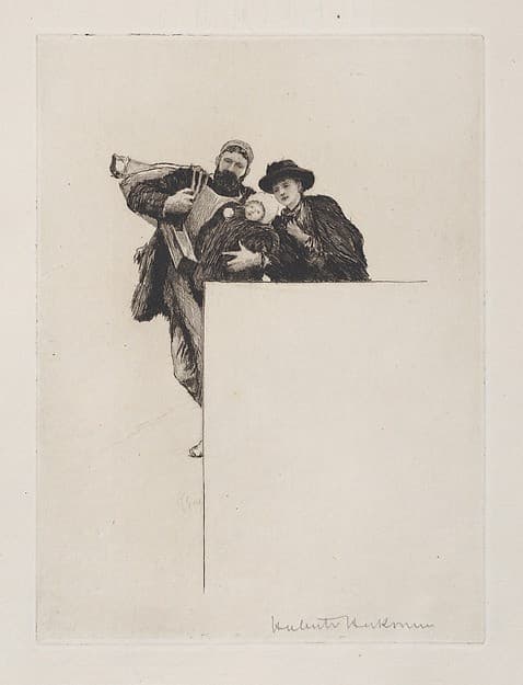 Invitation with vignette from "The First Born" (without text) — Hubert von Herkomer