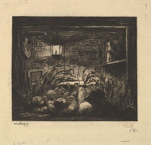 Sleeping on Board the Boat — Charles-François Daubigny