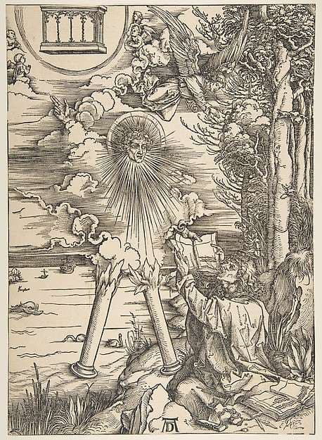 Saint John Swallowing the Book, from "The Apocalypse", Latin Edition — Albrecht Dürer