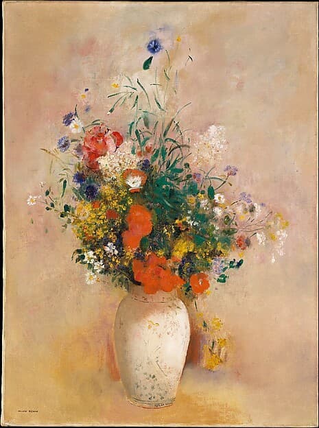Vase of Flowers (Pink Background) — Odilon Redon