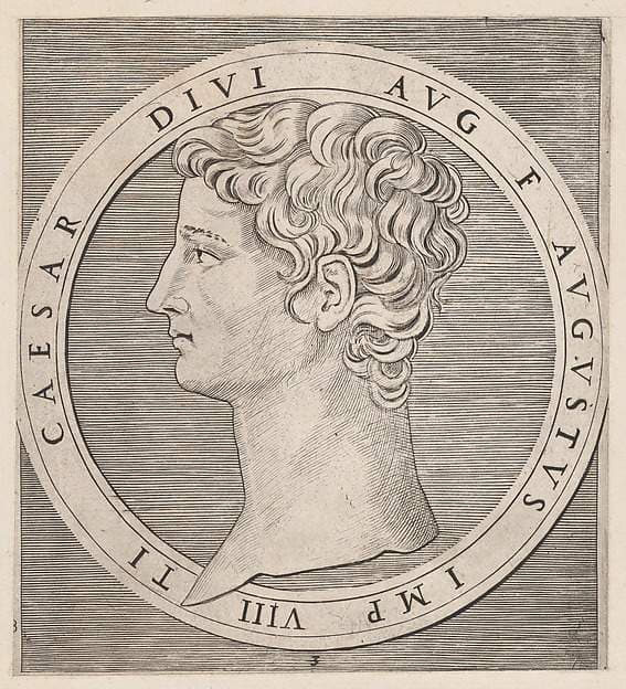Tiberius, from The Twelve Caesars, from "Speculum Romanae Magnificentiae" — Marcantonio Raimondi