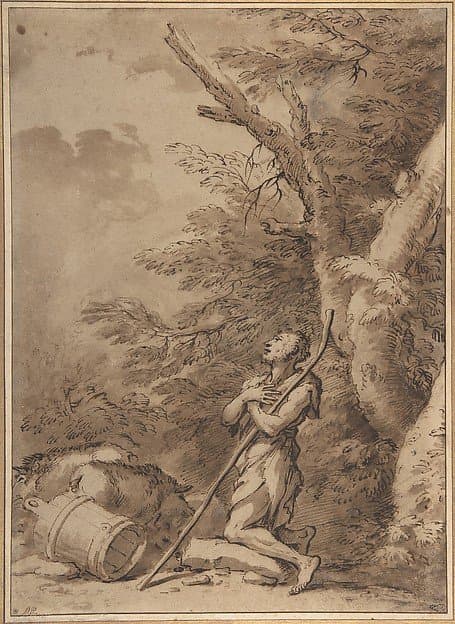 The Prodigal Son Kneeling Repentant among Swine — Salvator Rosa