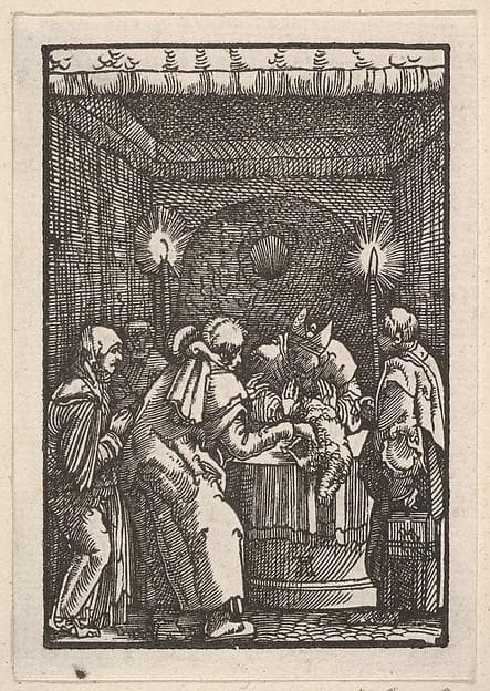 Joachim's Sacrifice Refused by the Priest, from The Fall and Salvation of Mankind Through the Life and Passion of Christ — Albrecht Altdorfer