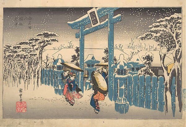 歌川広重画　「京都名所之内　祇園社雪中」|The Gion Shrine in Snow, from the series Famous Views of Kyoto (Kyōto meisho no uchi) — Andō Hiroshige