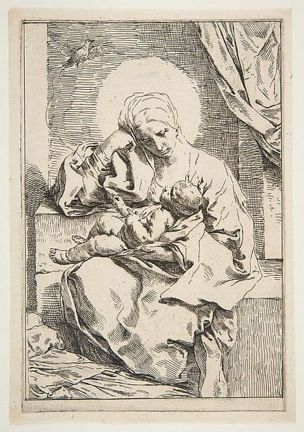 Madonna and Child with a bird — Simone Cantarini