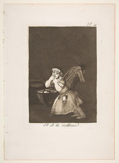 Plate 4 from "Los Caprichos": Nanny's boy (El de la rollona) — Francisco Goya