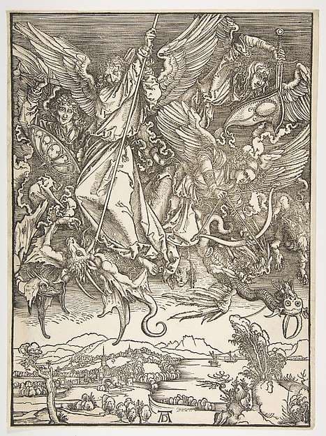 Saint Michael and the Dragon, from "The Apocalypse" — Albrecht Dürer