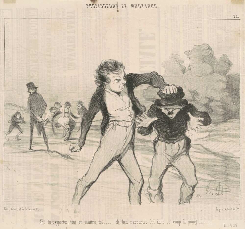 Ah! Tu rapportes tout au maître ... — Honoré Daumier