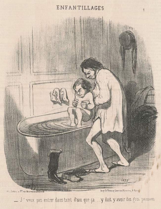 J'veux pas entrer dans tant d'eau ... — Honoré Daumier