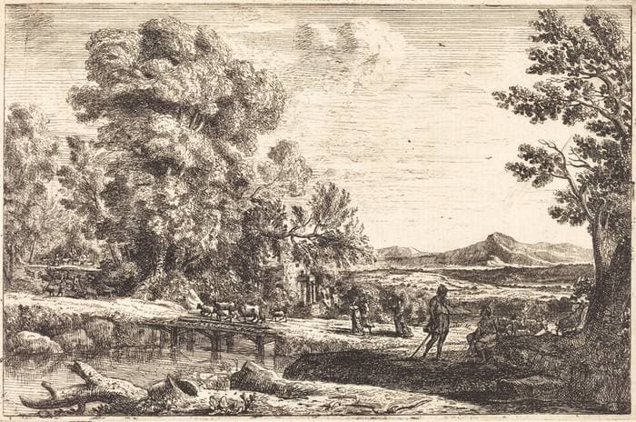 Rebecca and Eliezer (Le pont de bois) — Claude Lorrain